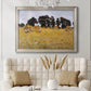 Impressionist rural harvest scene by John Singer Sargent in an ornate champagne frame displayed in a neutral-toned interior setting.