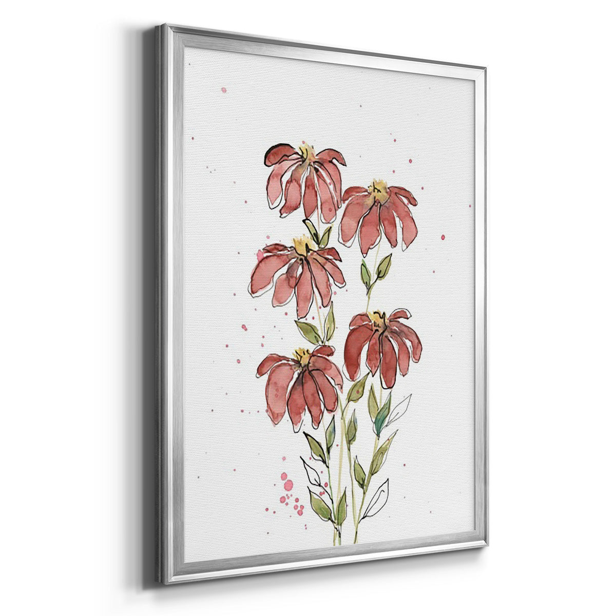 Watercolor Blooms II - Modern Framed Canvas Print