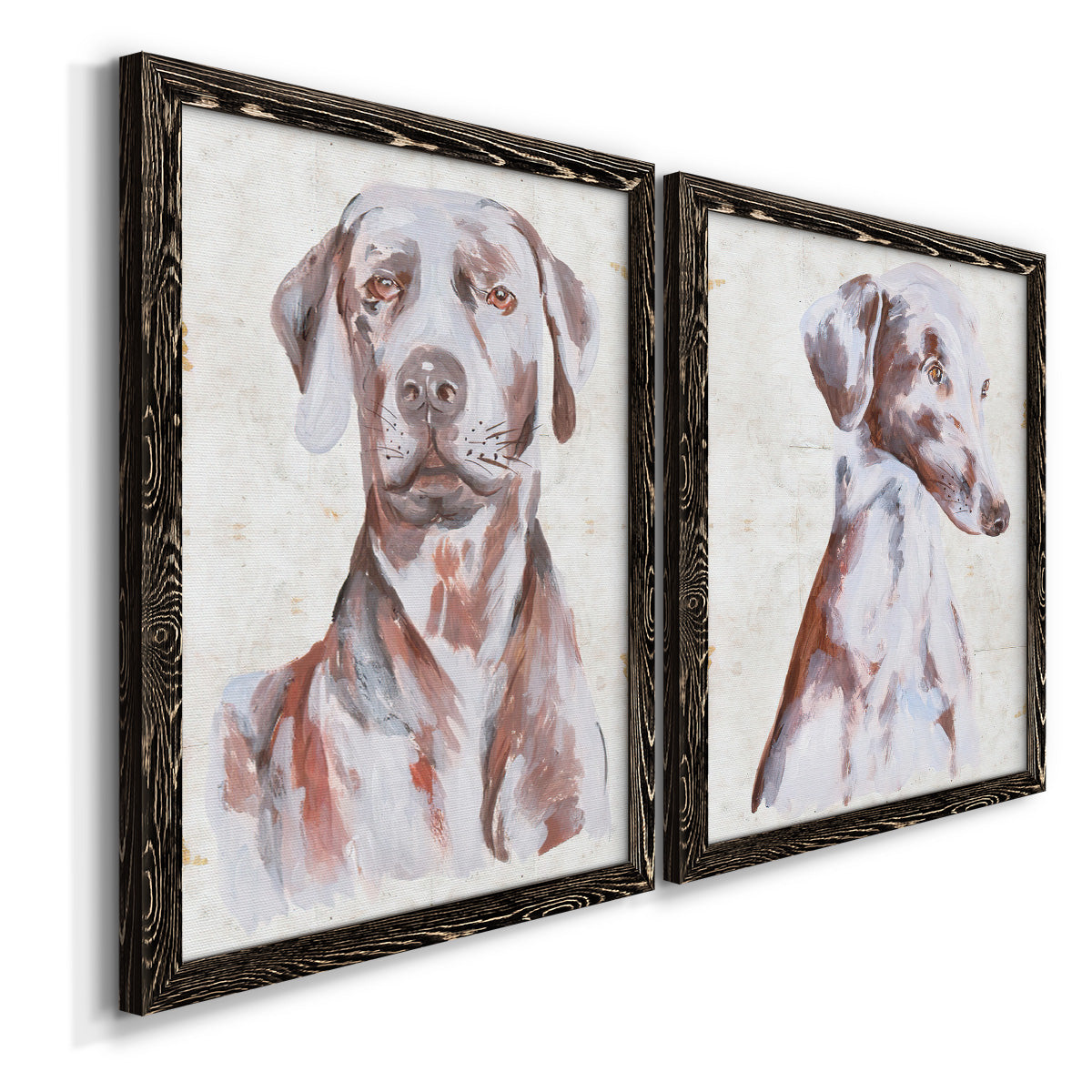 Sitting Dog I - Premium Framed Canvas 2 Piece Set - Ready to Hang