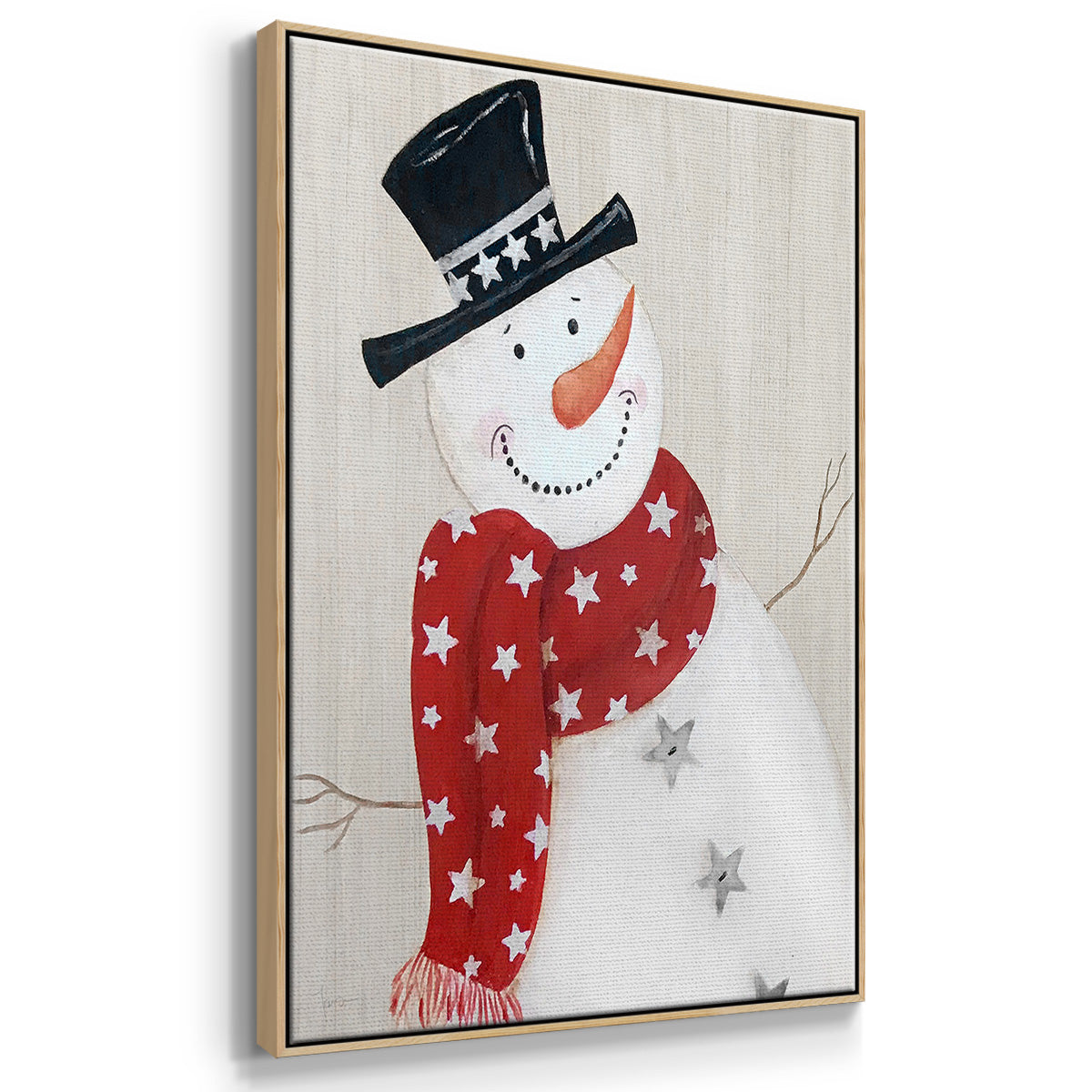 Snowman - Framed Premium Gallery Wrapped Canvas L Frame 3 Piece Set - Ready to Hang