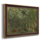 Traditional rural landscape scene with figures by Jean-Baptiste-Camille Corot printed on canvas in an ornate bronzed mahogany wood frame.
