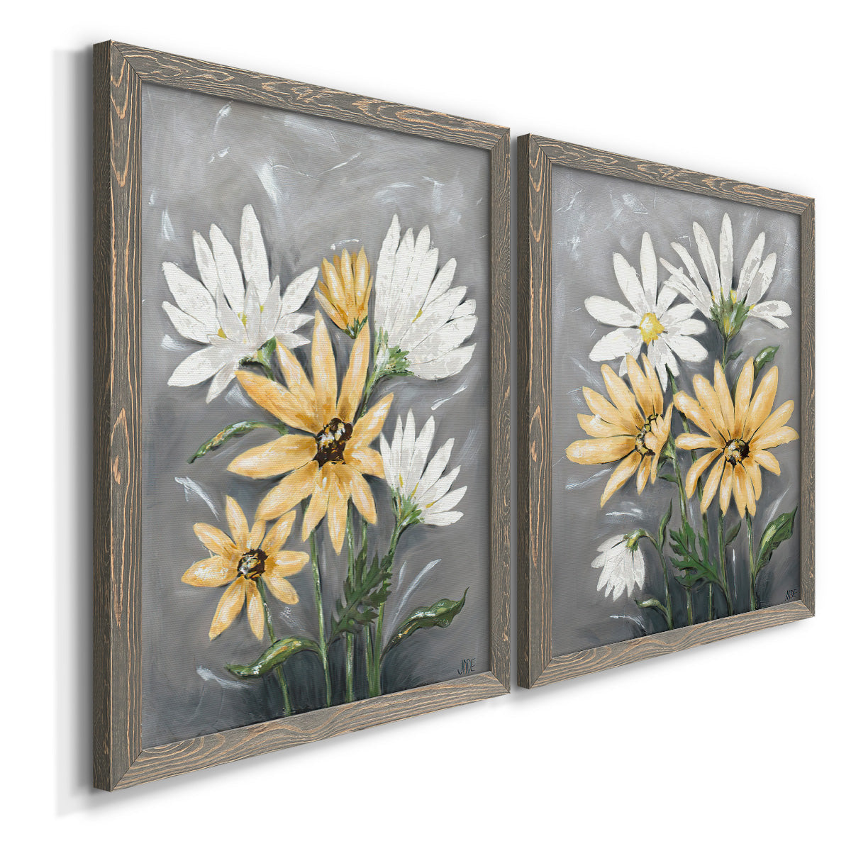 Summer Daisies I - Barnwood Framed Canvas Set