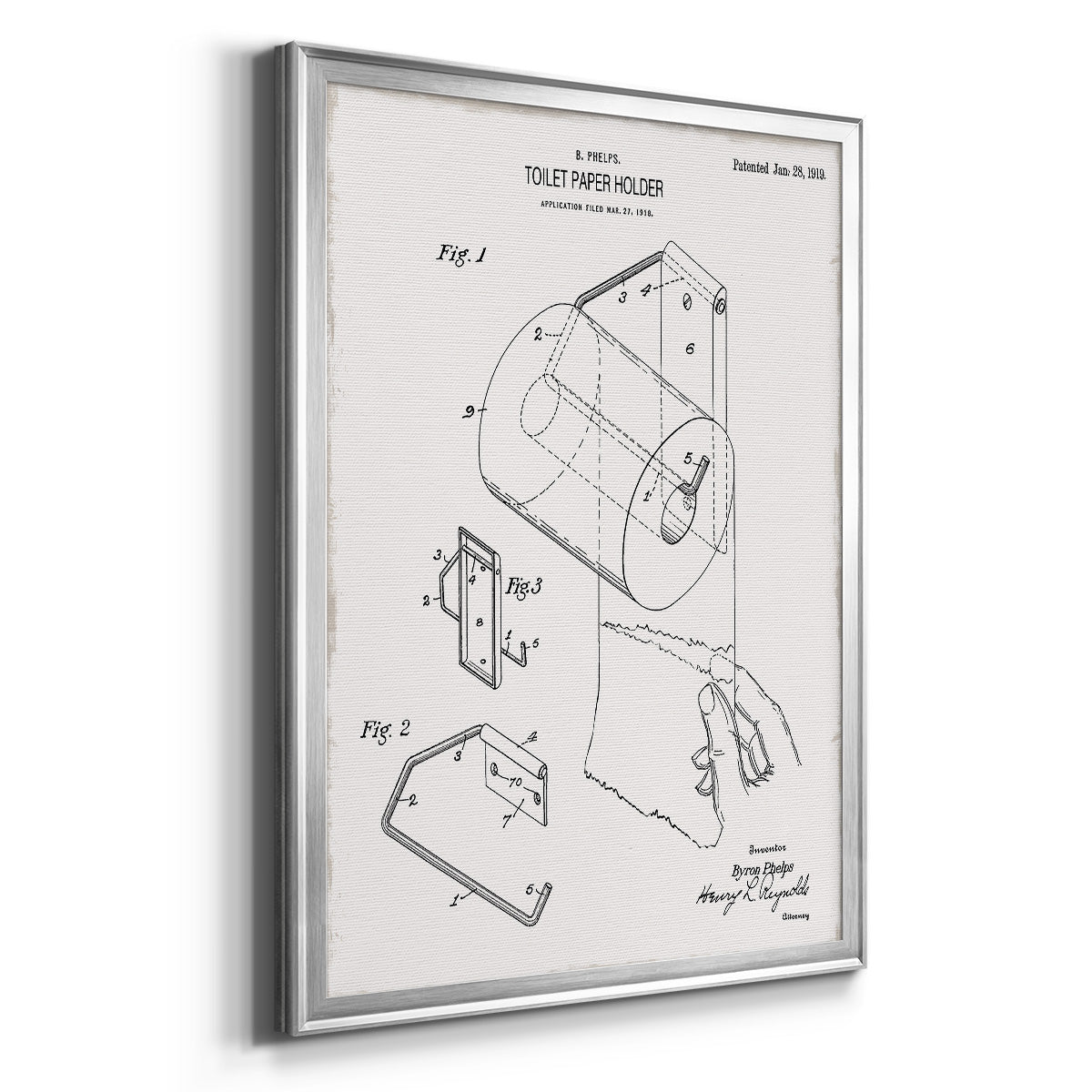 Toilet Paper Patent II - Modern Framed Canvas Print