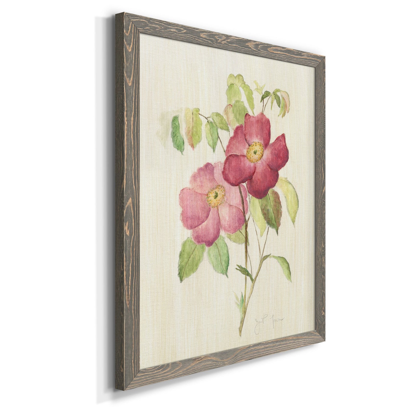 Dusty Rose II - Premium Canvas Framed in Barnwood - Ready to Hang