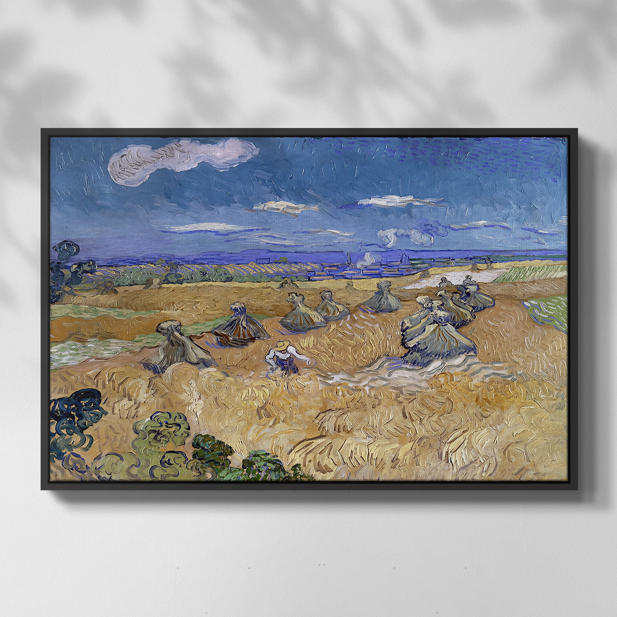 Wheat Field with Reaper, Auvers, 1888 - Floater Framed Canvas Print