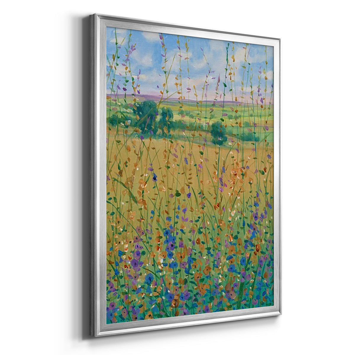 Wildflower Path I - Modern Framed Canvas Print