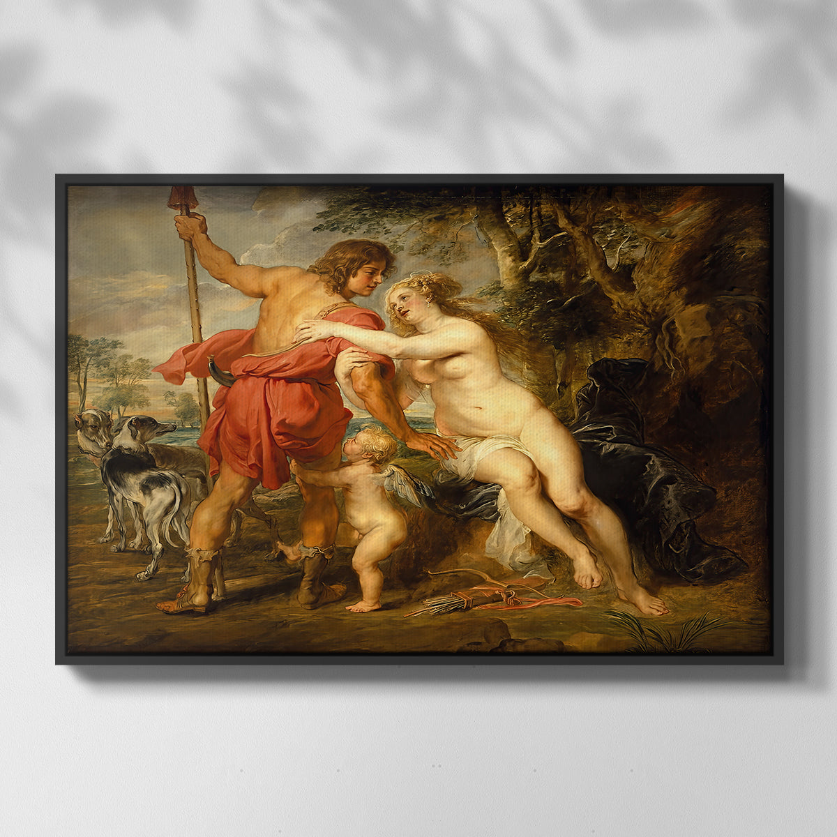 Venus and Adonis, c. 1635 - Floater Framed Canvas Print