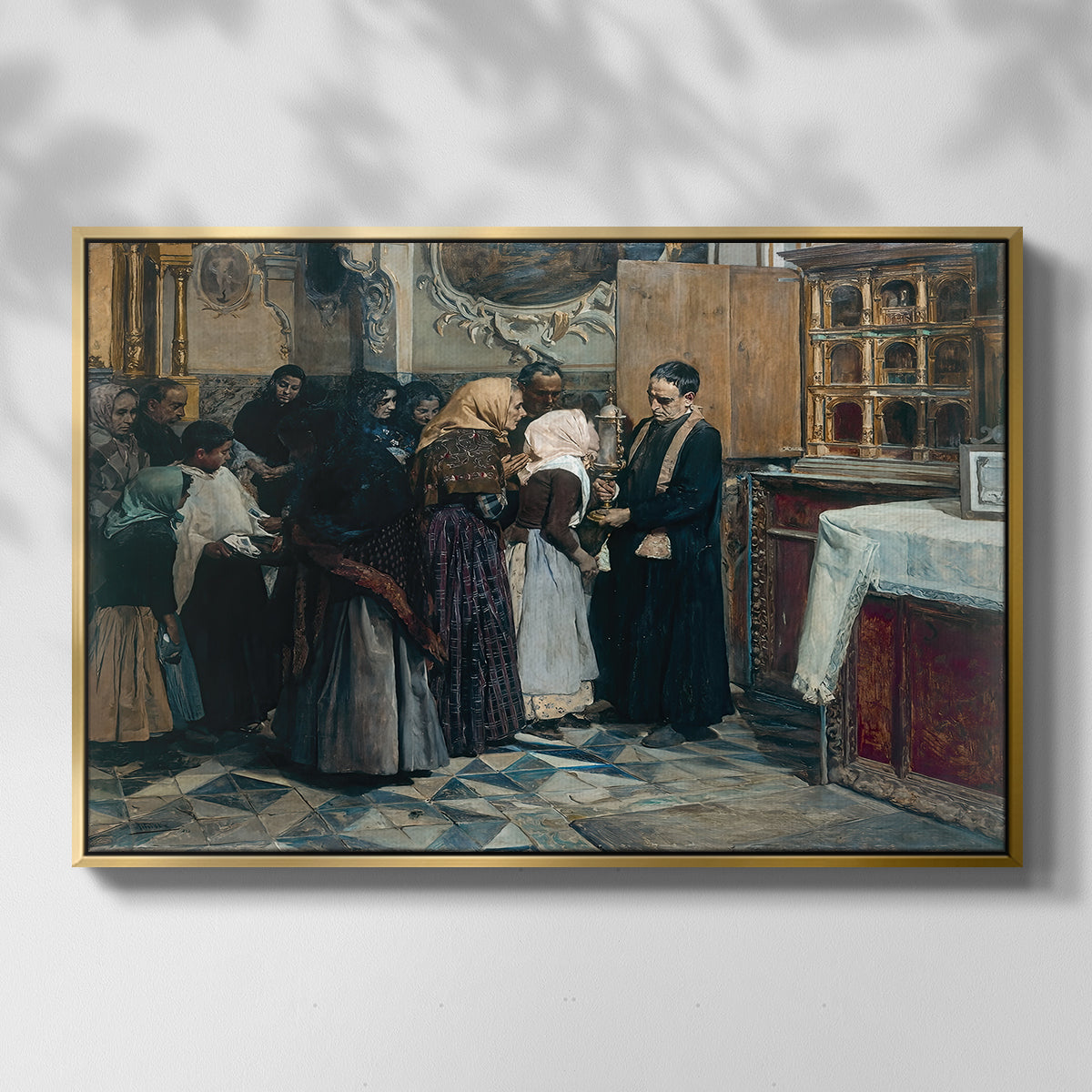 Kissing the Relic, 1893 - Floater Framed Canvas Print