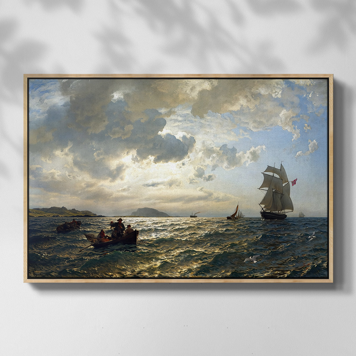 Fresh Breeze on the Norwegian Coast, 1876 - Floater Framed Canvas Print