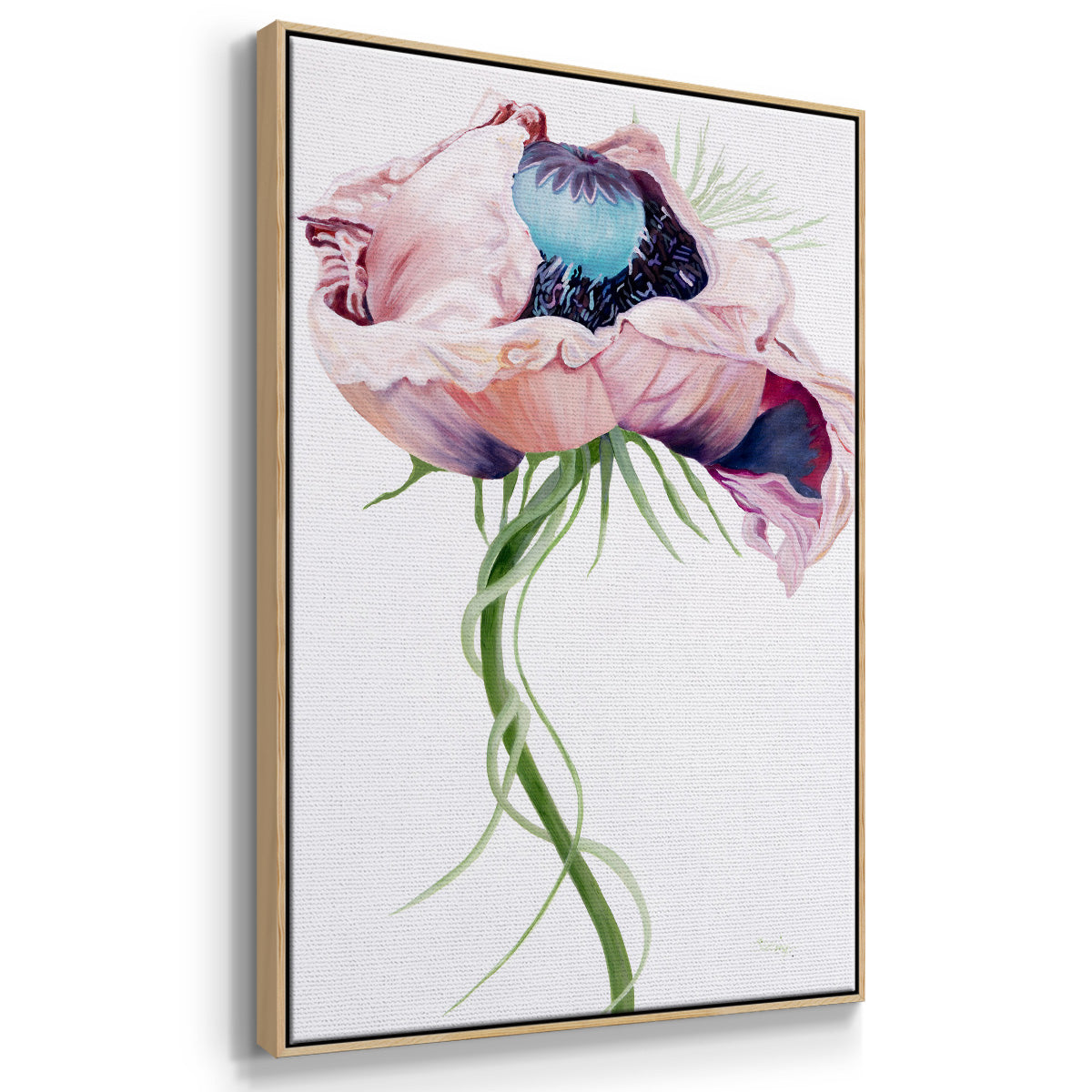 Paris Poppy II - Framed Premium Gallery Wrapped Canvas L Frame - Ready to Hang