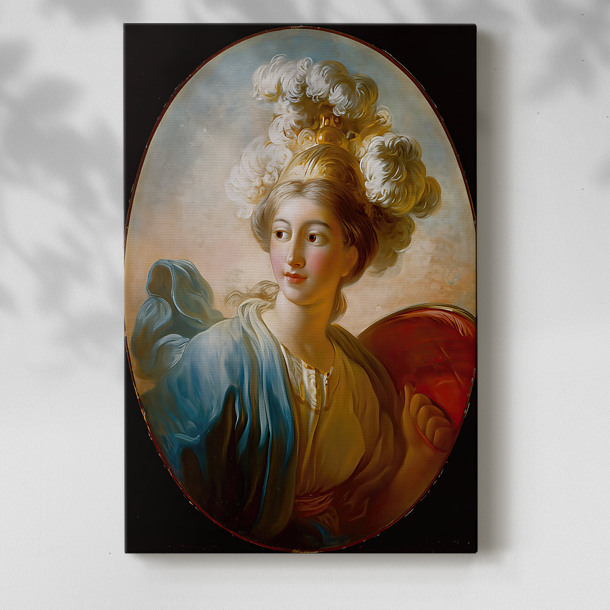 Canvas art print of a mythological figure with elegant pose and gentle tones with a soft shadow on a white background.