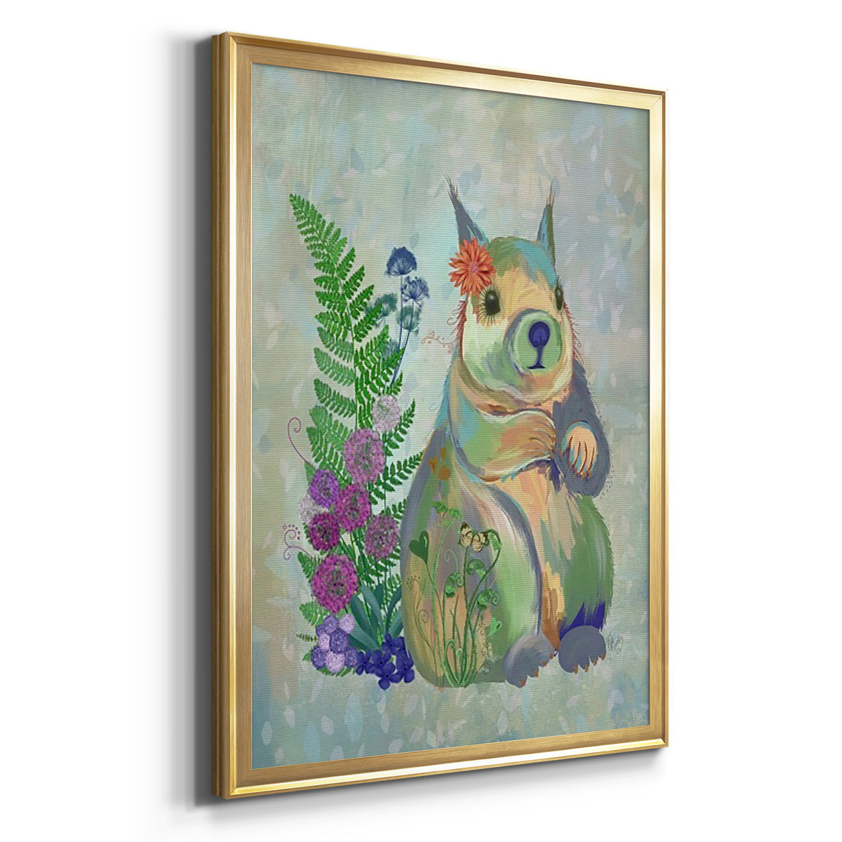 Fantastic Florals Squirrel - Modern Framed Canvas Print