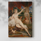Canvas art print of a classical composition with a reclining figure and soft landscape with a soft shadow on a white background.