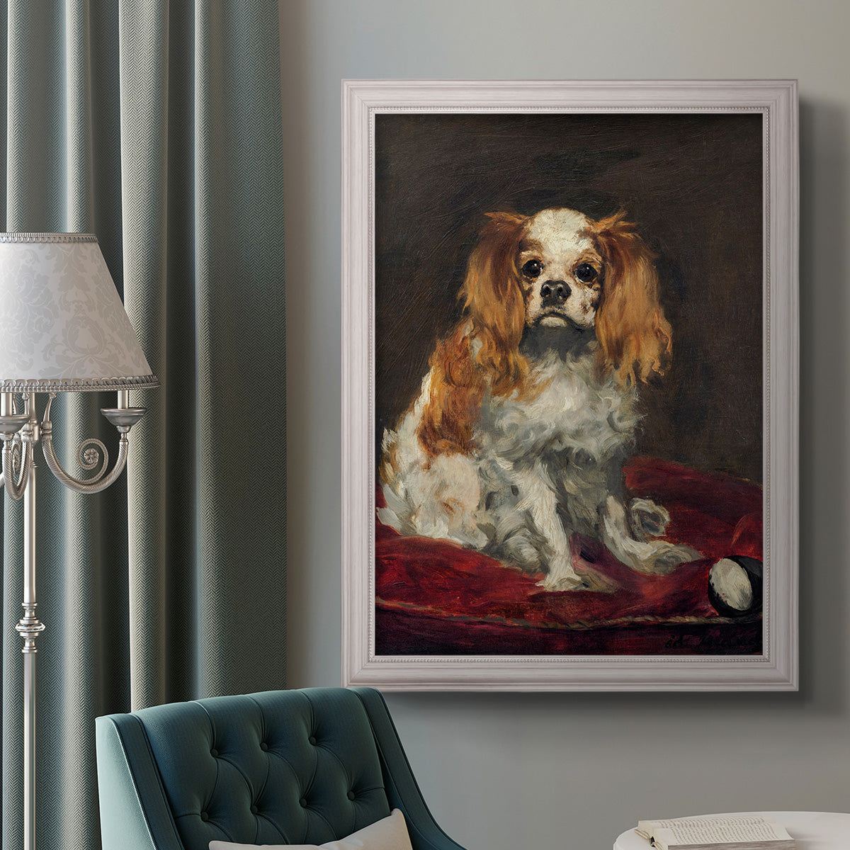 A King Charles Spaniel - Ornate Framed Canvas Print