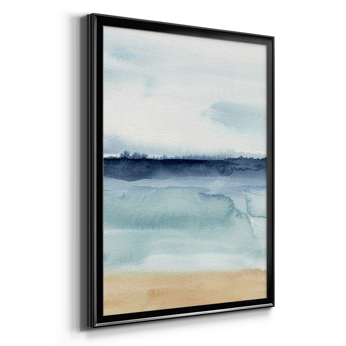 Watercolor Ocean Horizon I - Modern Framed Canvas Print