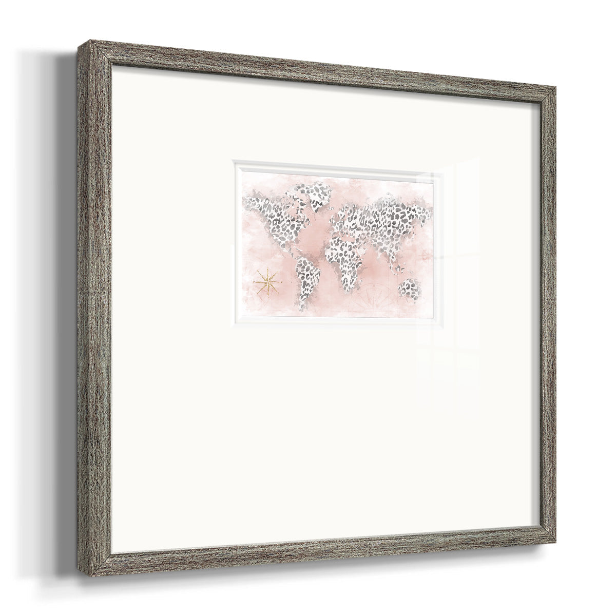 Pink Cheetah Map Premium Framed Print Double Matboard