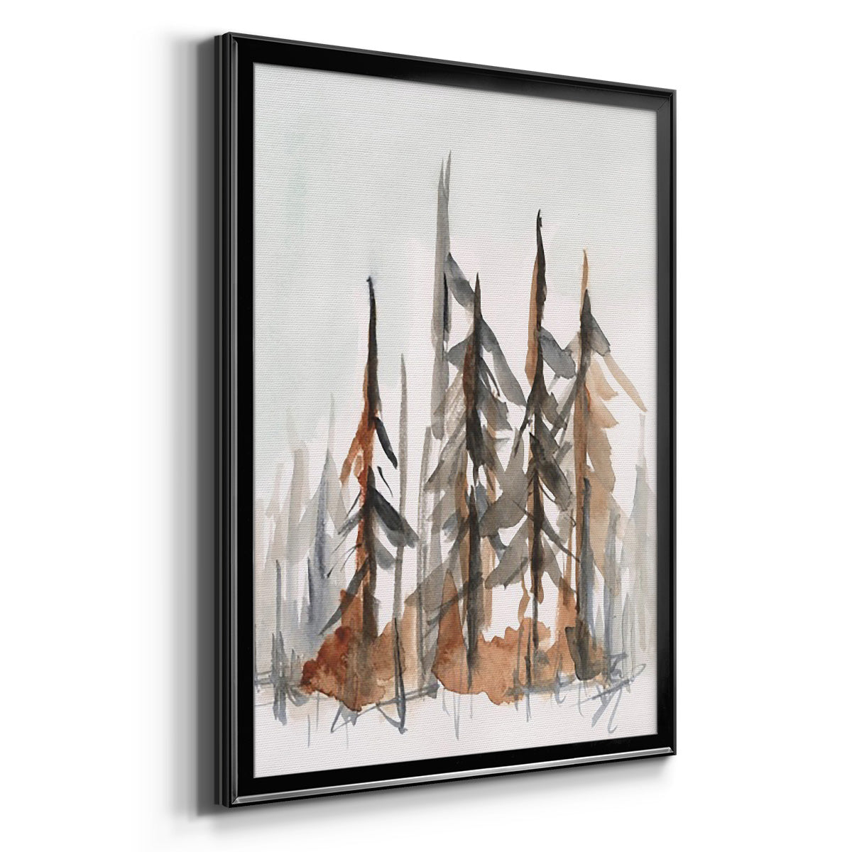 Rustic Evergreens I - Modern Framed Canvas Print