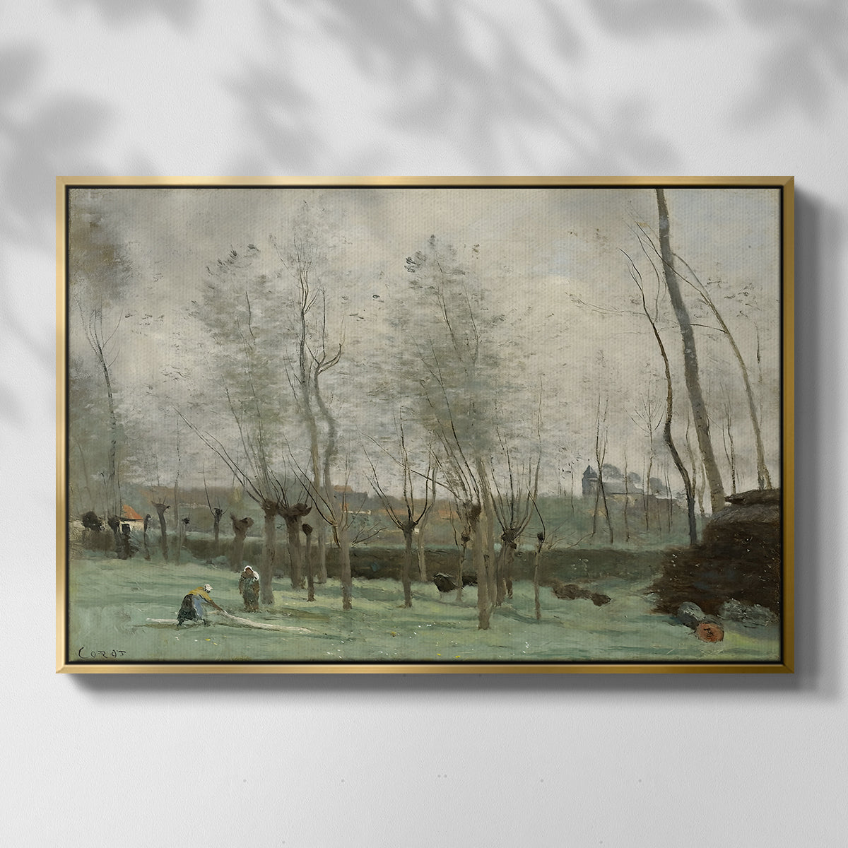 Washerwomen in a Willow Grove, c. 1871 - Floater Framed Canvas Print