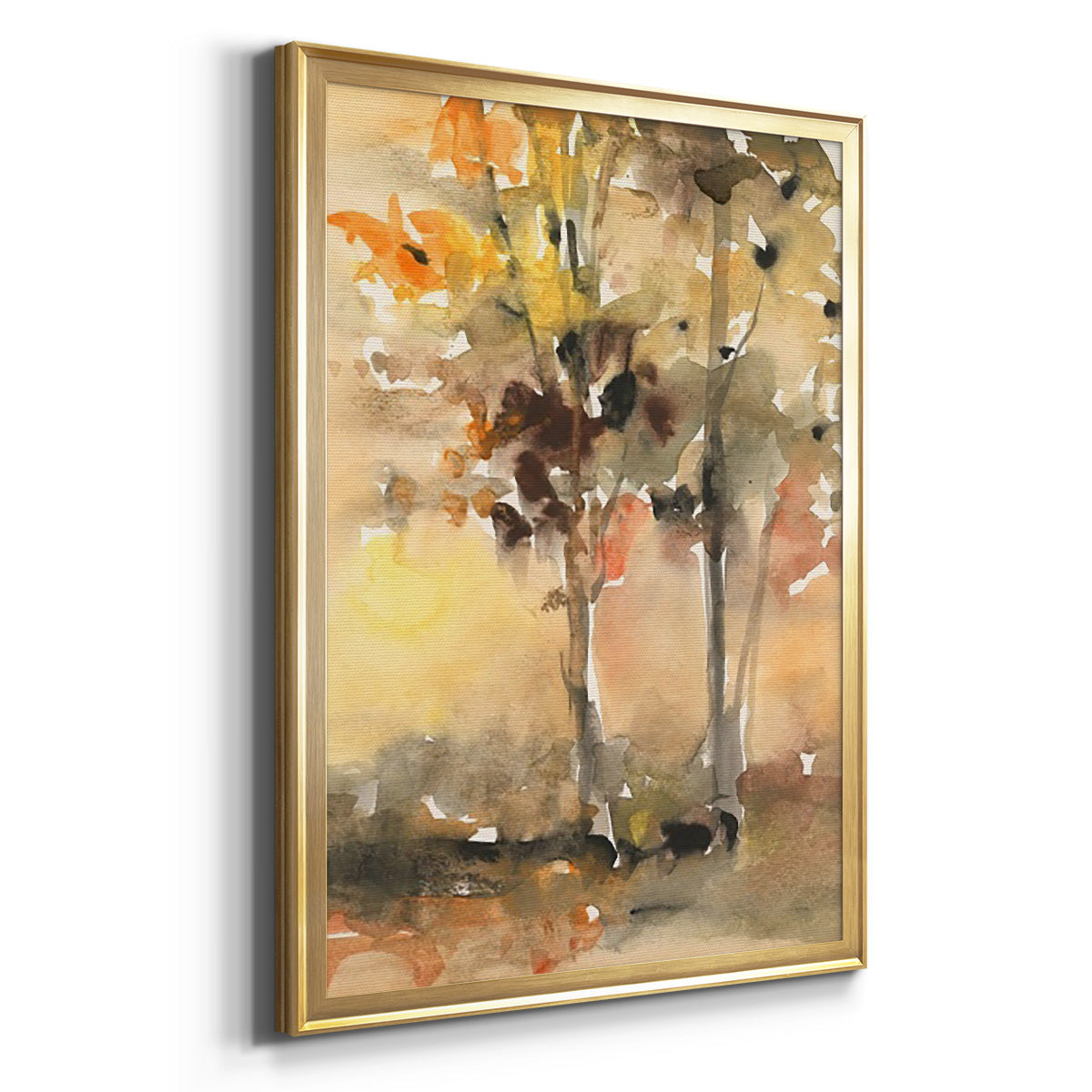 Fall Foliage Watercolor II - Modern Framed Canvas Print