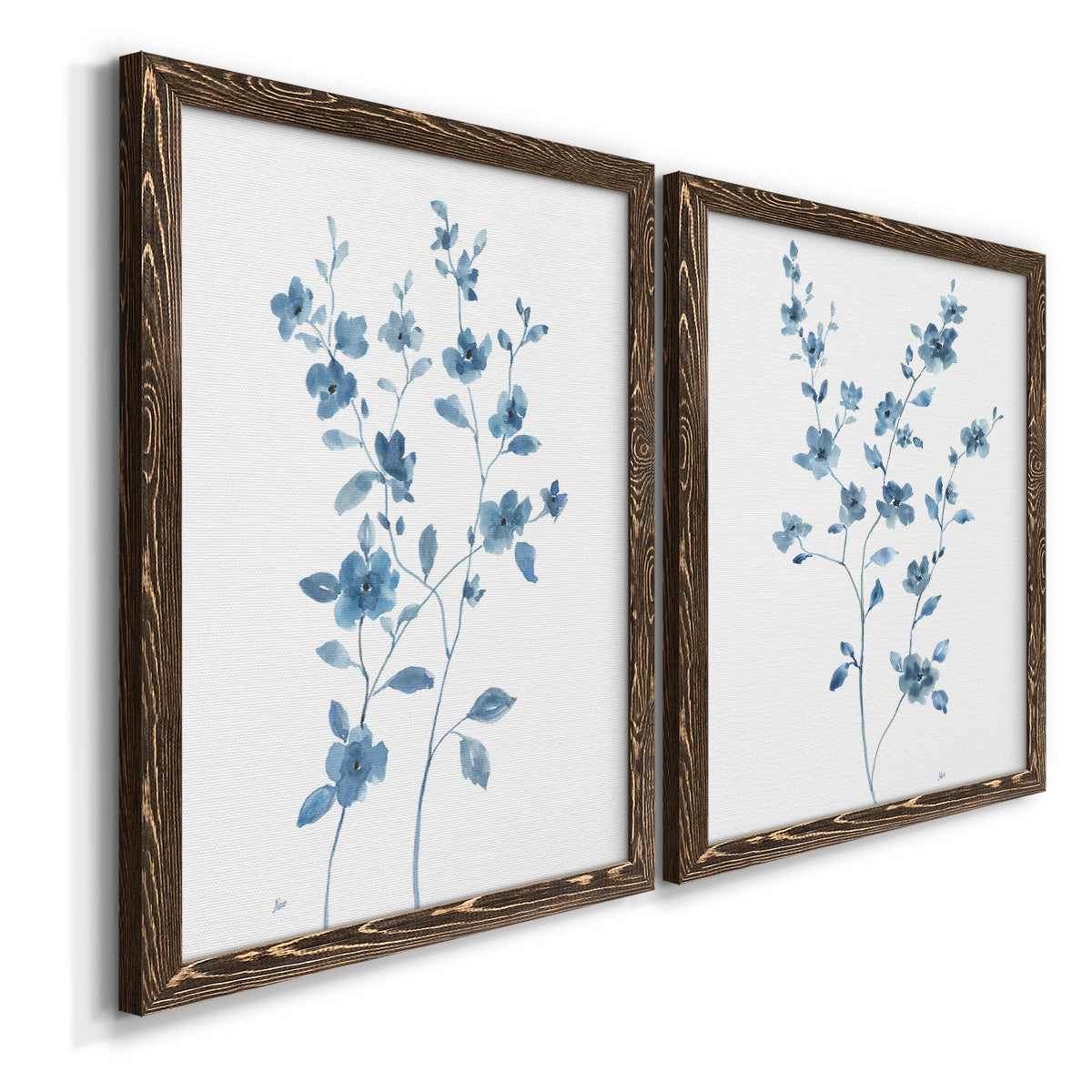 Blue Blossom I - Premium Framed Canvas 2 Piece Set - Ready to Hang