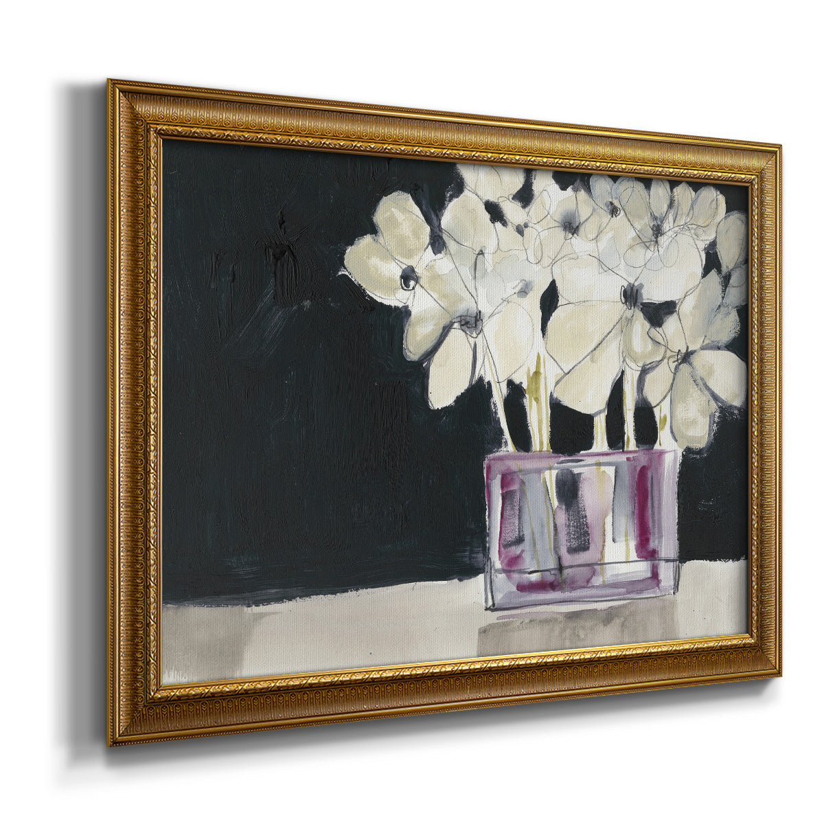 White Flowers in Fuchsia I Premium Framed Canvas- Ready to Hang