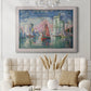 Impressionist harbor scene by Paul Signac in an ornate weathered white frame displayed in a neutral-toned interior setting.