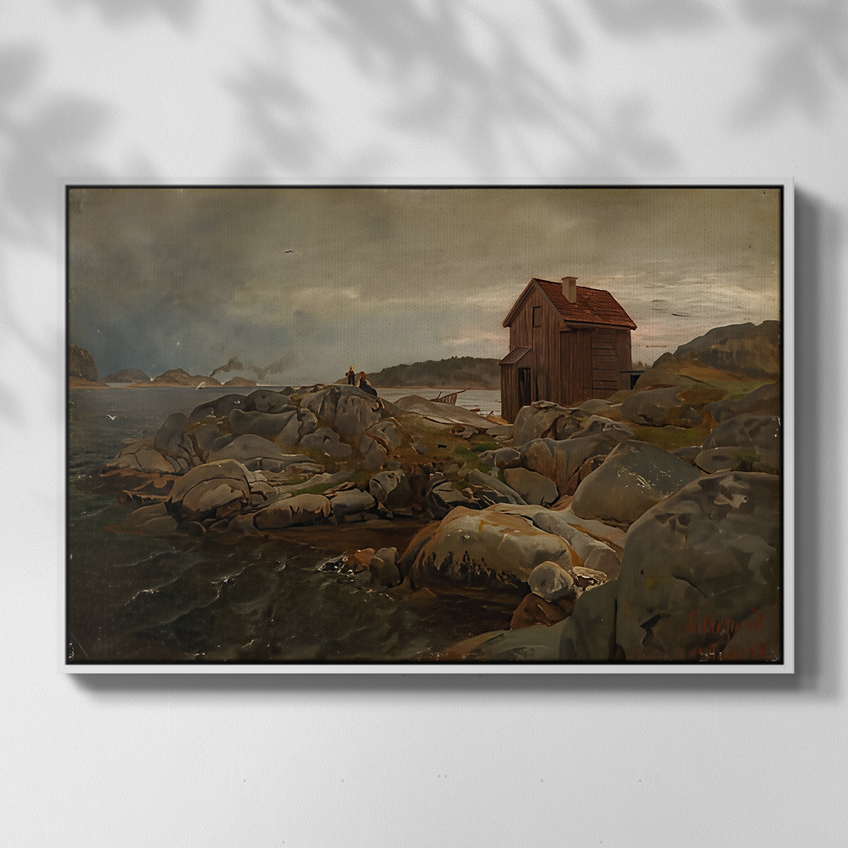 A Fisherman's Home, Lillesand, 1858 - Floater Framed Canvas Print