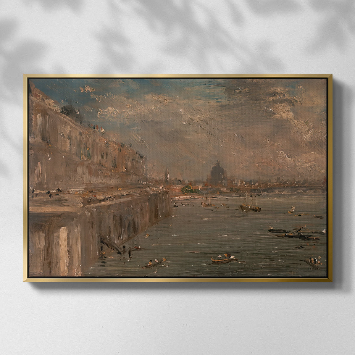 Somerset House Terrace from Waterloo Bridge, c. 1819 - Floater Framed Canvas Print