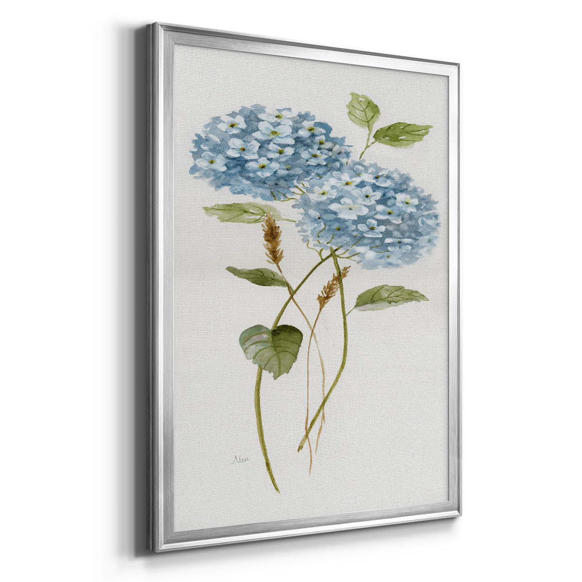 Petite Blue Hydrangea II - Modern Framed Canvas Print