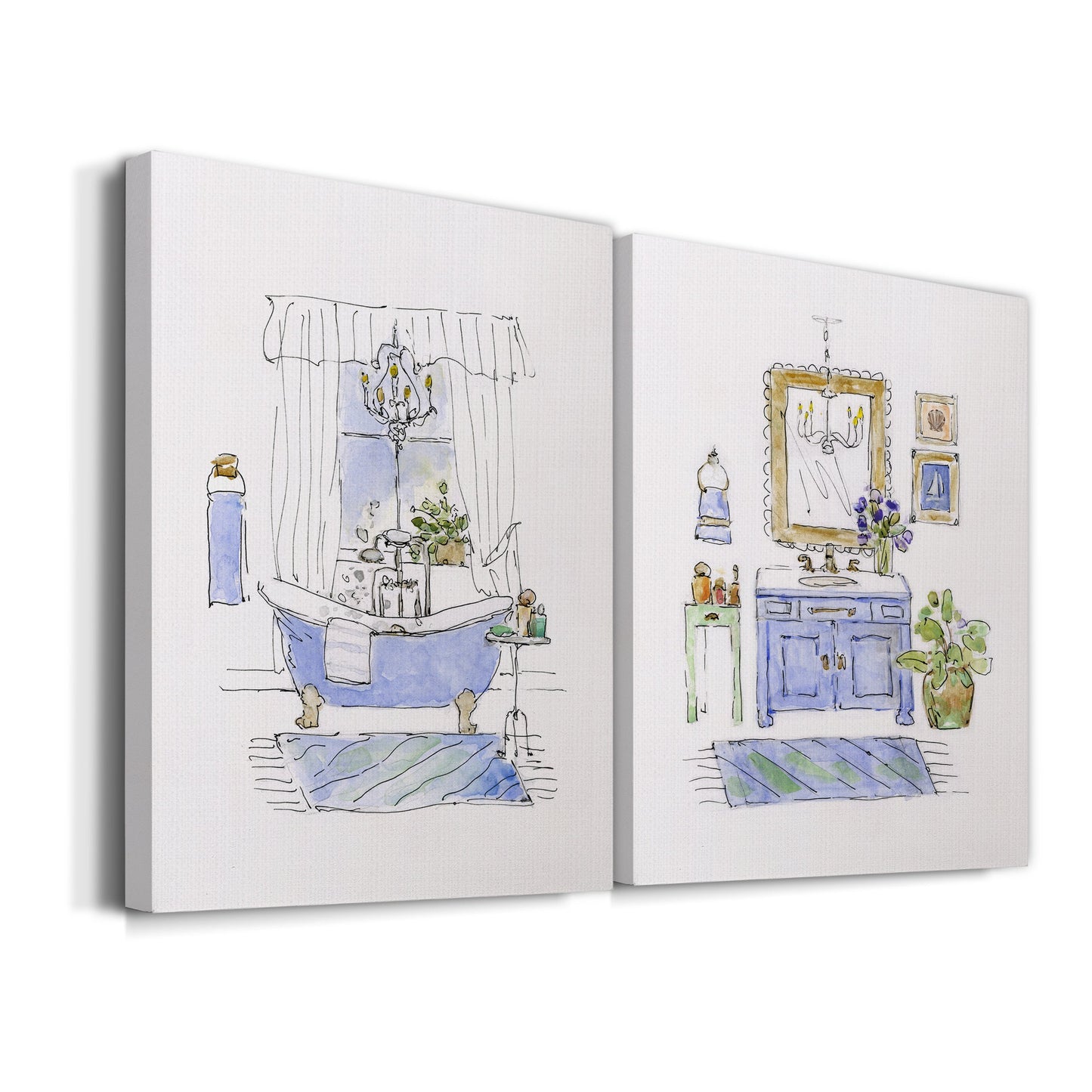 Sketchy Bath I Premium Gallery Wrapped Canvas - Ready to Hang