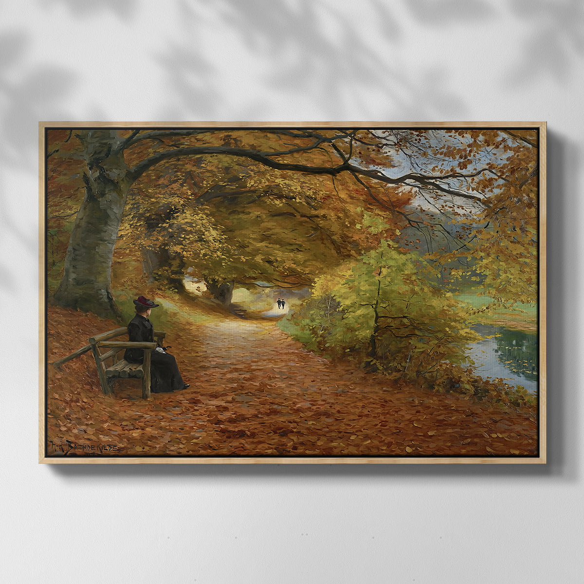 A Wooded Path in Autumn, 1902 - Floater Framed Canvas Print