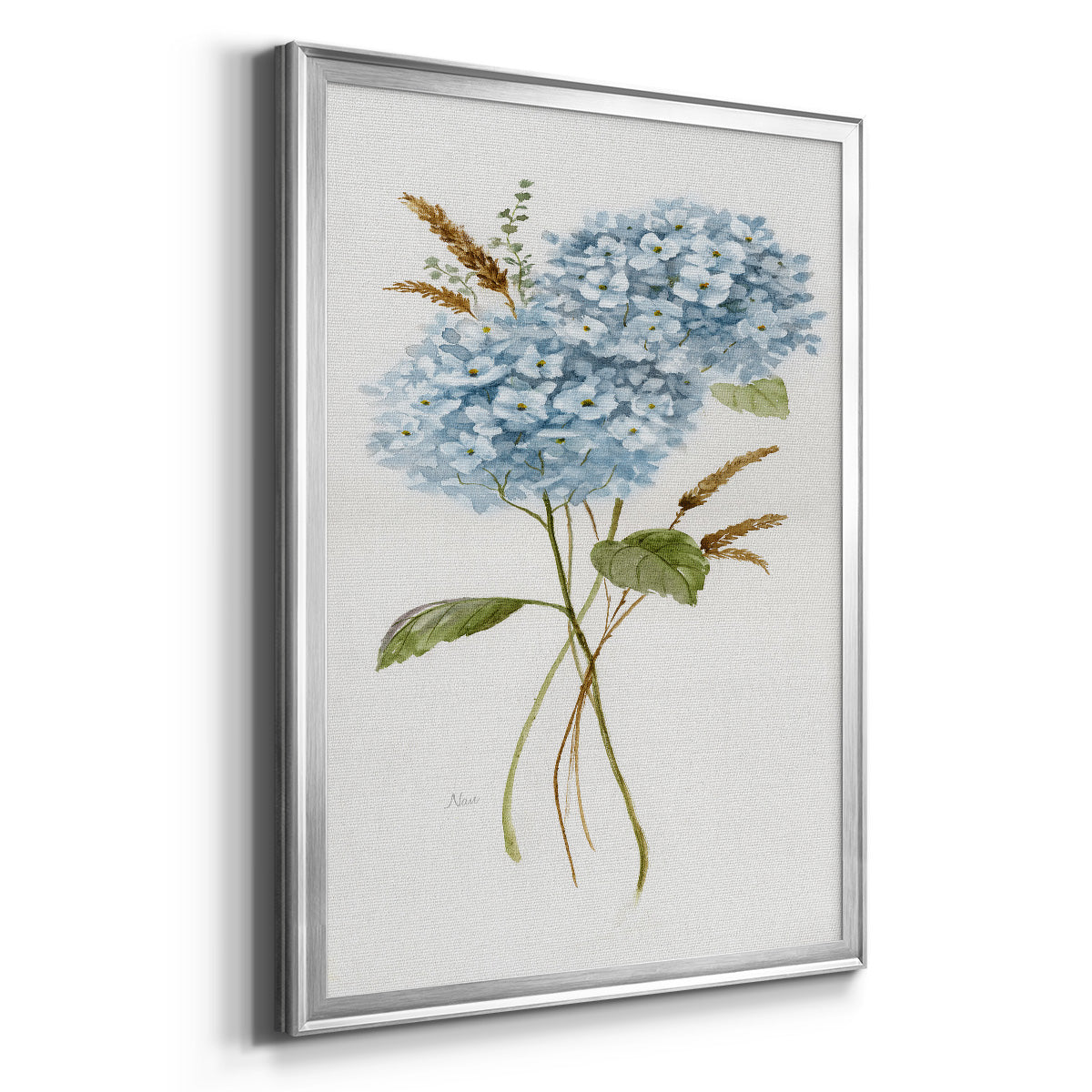 Petite Blue Hydrangea I - Modern Framed Canvas Print