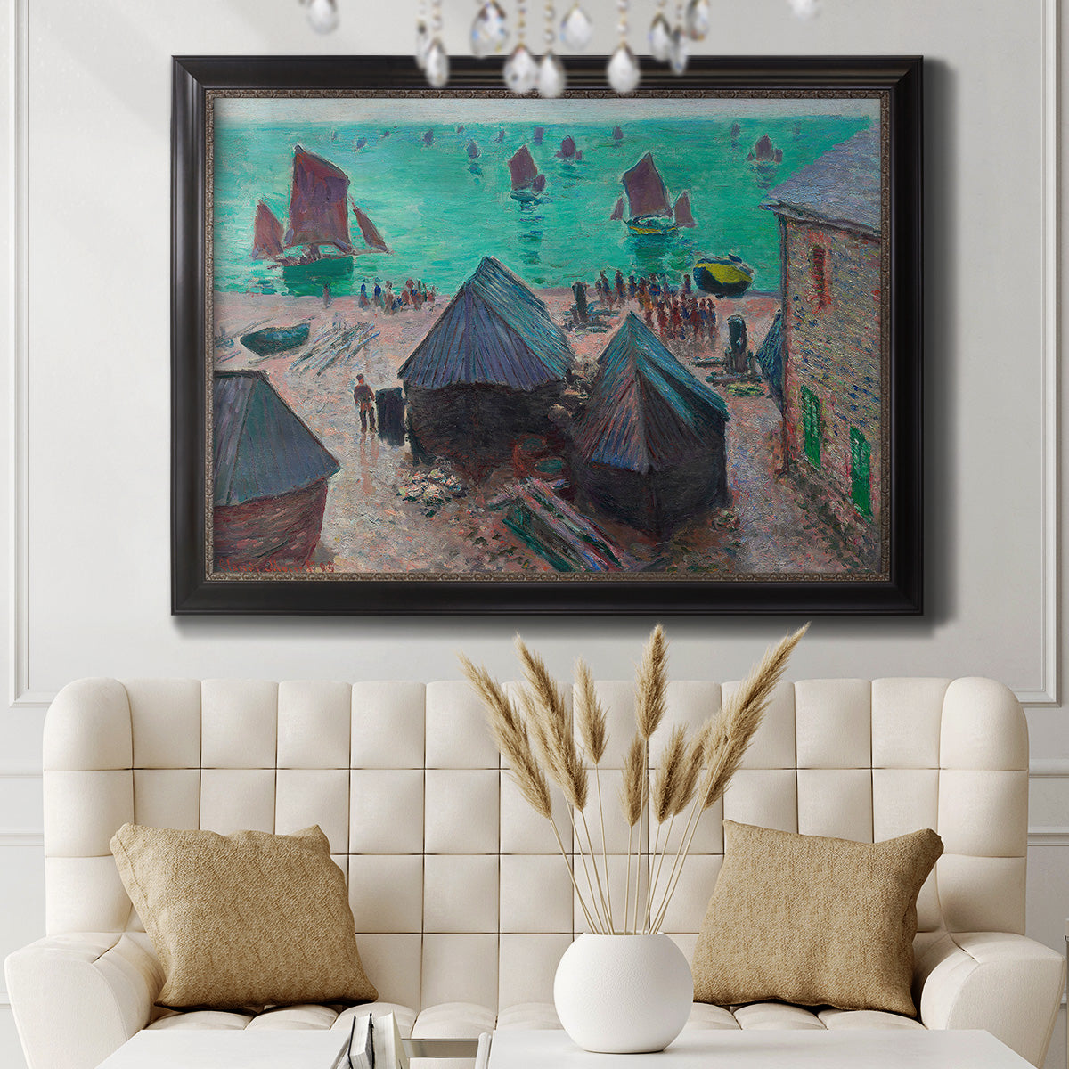 The Departure of the Boats Etretat - Ornate Framed Canvas Print