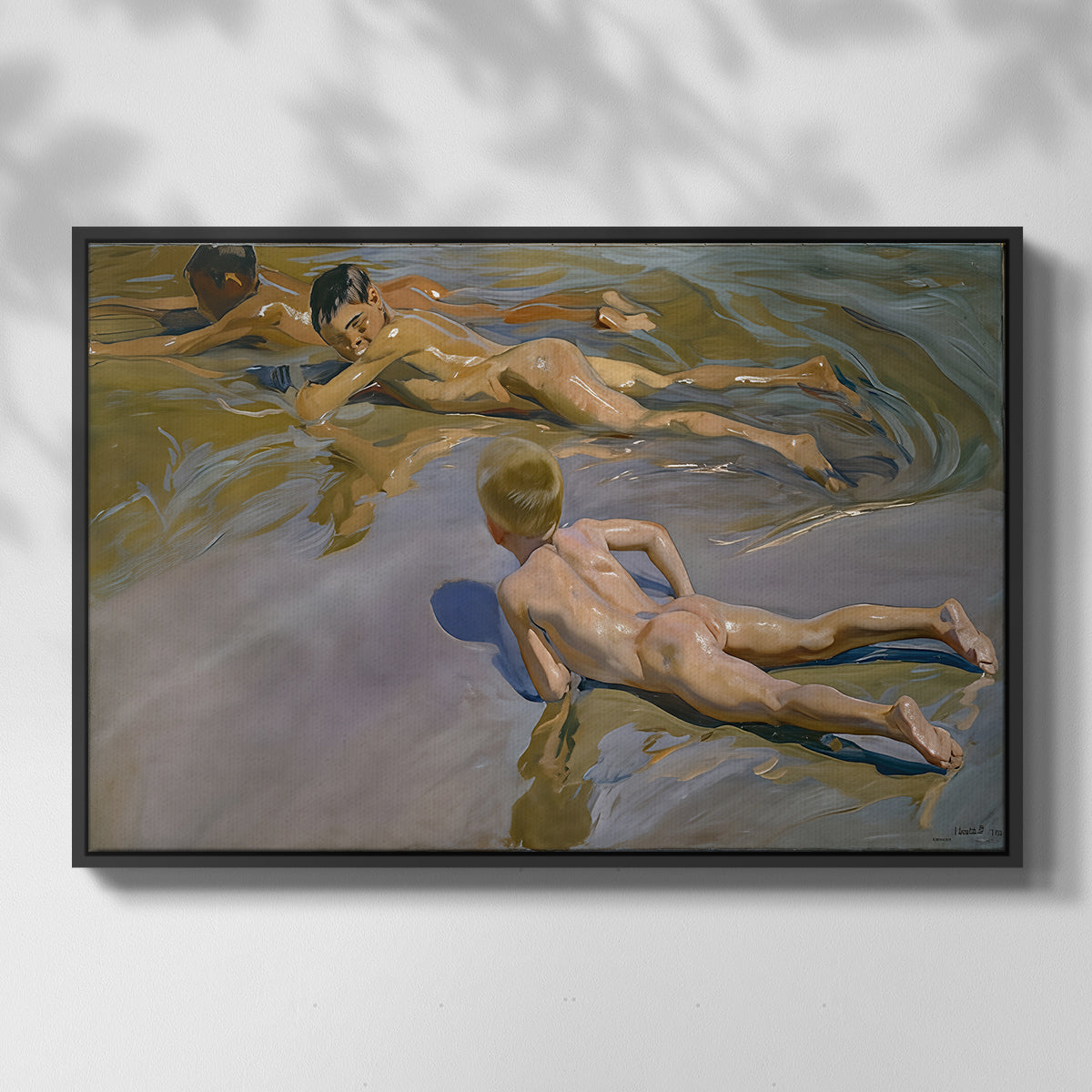 Boys on the Beach, 1910 - Floater Framed Canvas Print