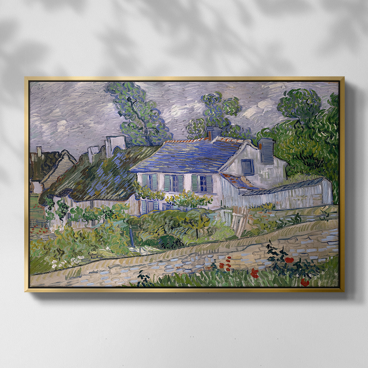Houses in Auvers, 1890 - Floater Framed Canvas Print