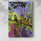Canvas art print of a stylized outdoor scene with flowing water and vivid greens with a soft shadow on a white background.