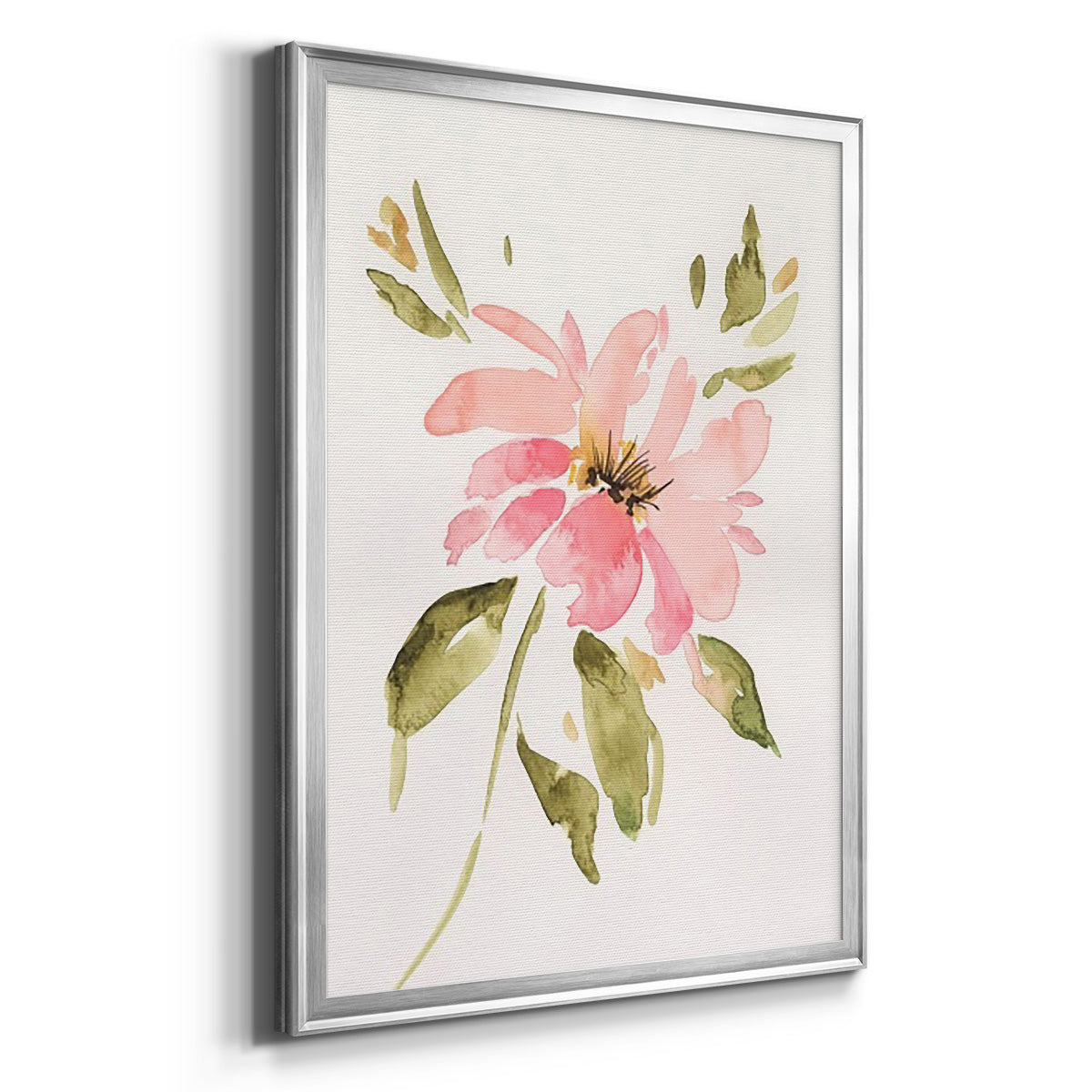 One Pink Bloom I - Modern Framed Canvas Print