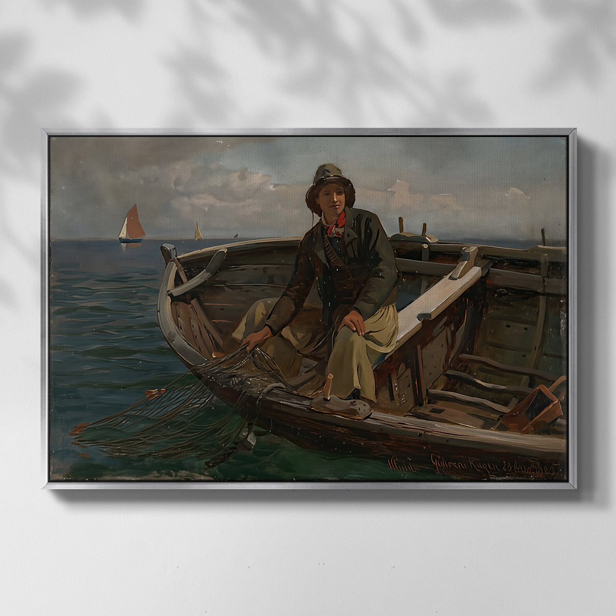 Fishermen from Rügen, 1882 - Floater Framed Canvas Print