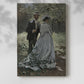 Canvas art print of a double portrait with soft light and natural surroundings with a soft shadow on a white background.