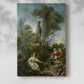 Canvas art print of a Romantic composition with soft foliage and elegant figures with a soft shadow on a white background.