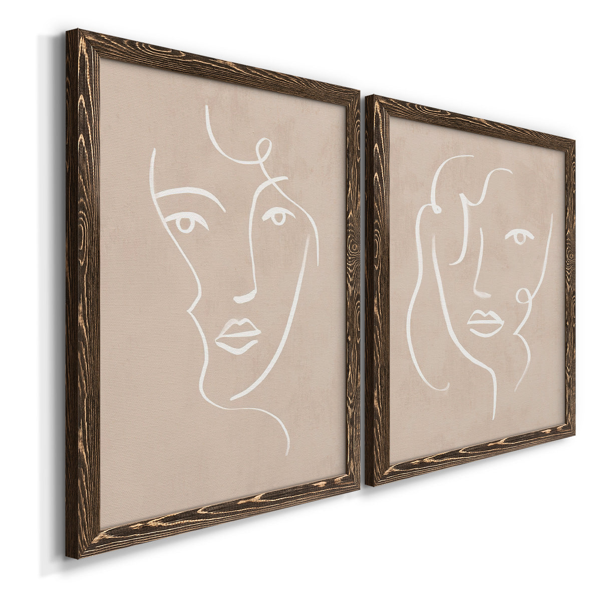 Curly Face I - Premium Framed Canvas 2 Piece Set - Ready to Hang