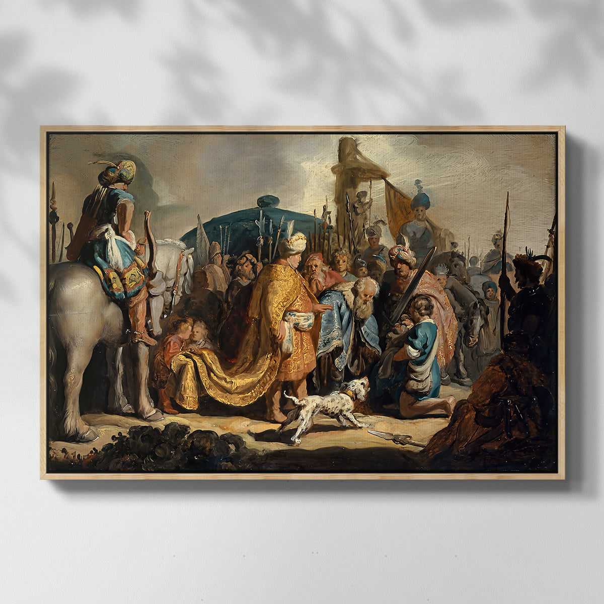 David with Goliath's Head in front of Saul, for Rembrandt, 1627 - Floater Framed Canvas Print