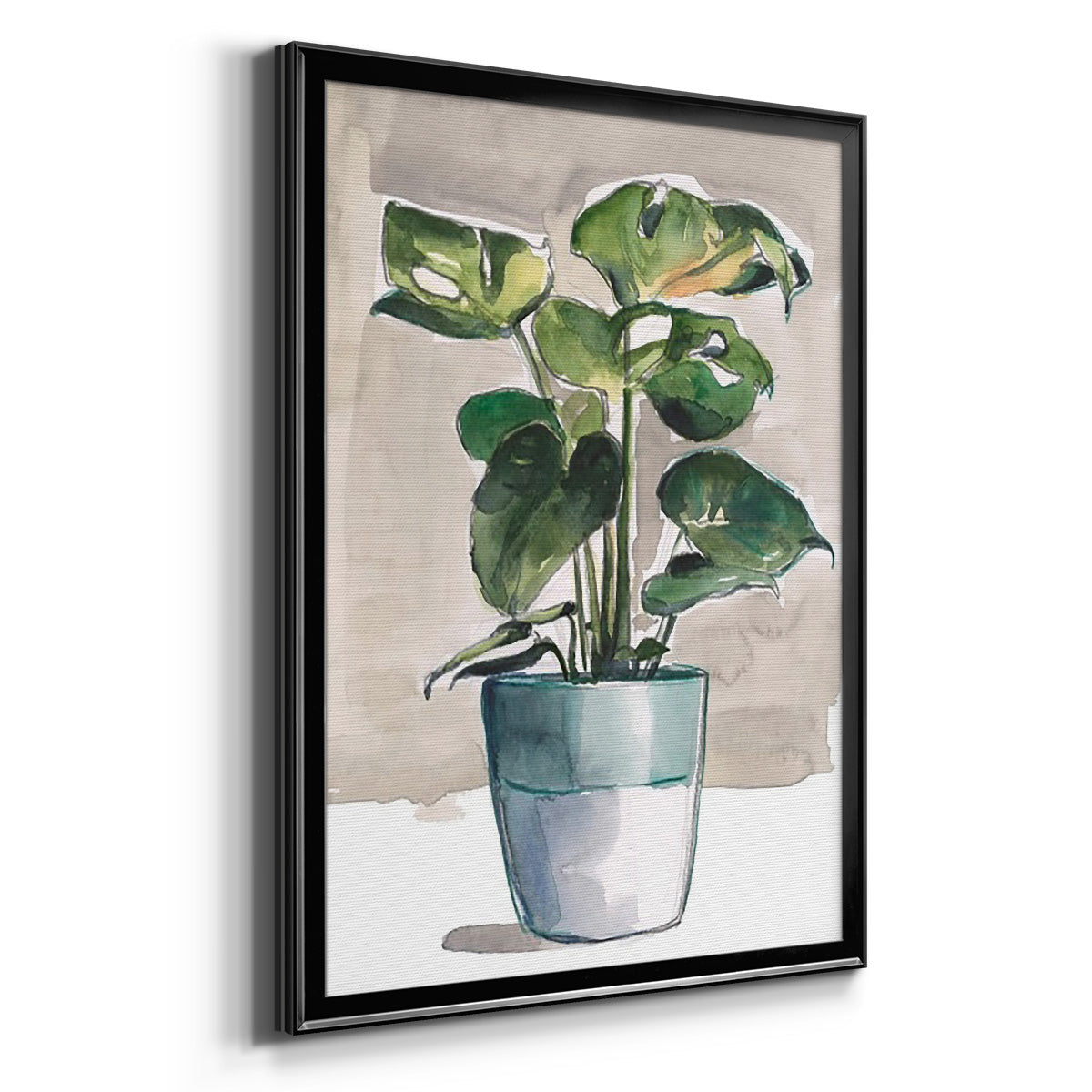 Potted Houseplant II - Modern Framed Canvas Print