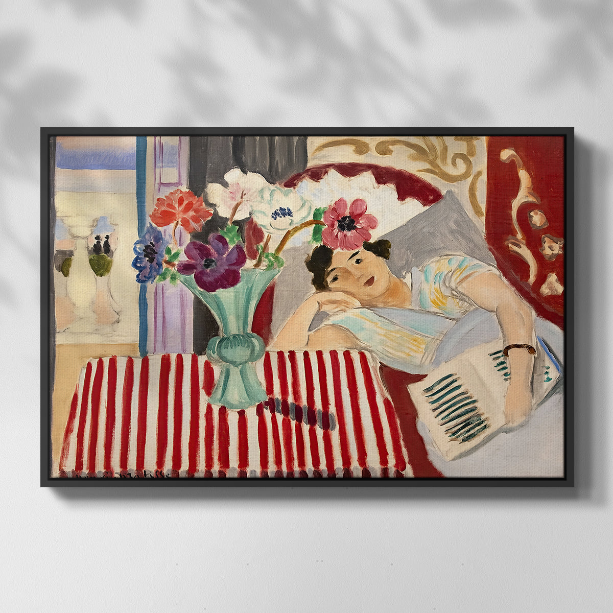 Woman with Anemones (Femme et anémones), c. 1920-1921 - Floater Framed Canvas Print