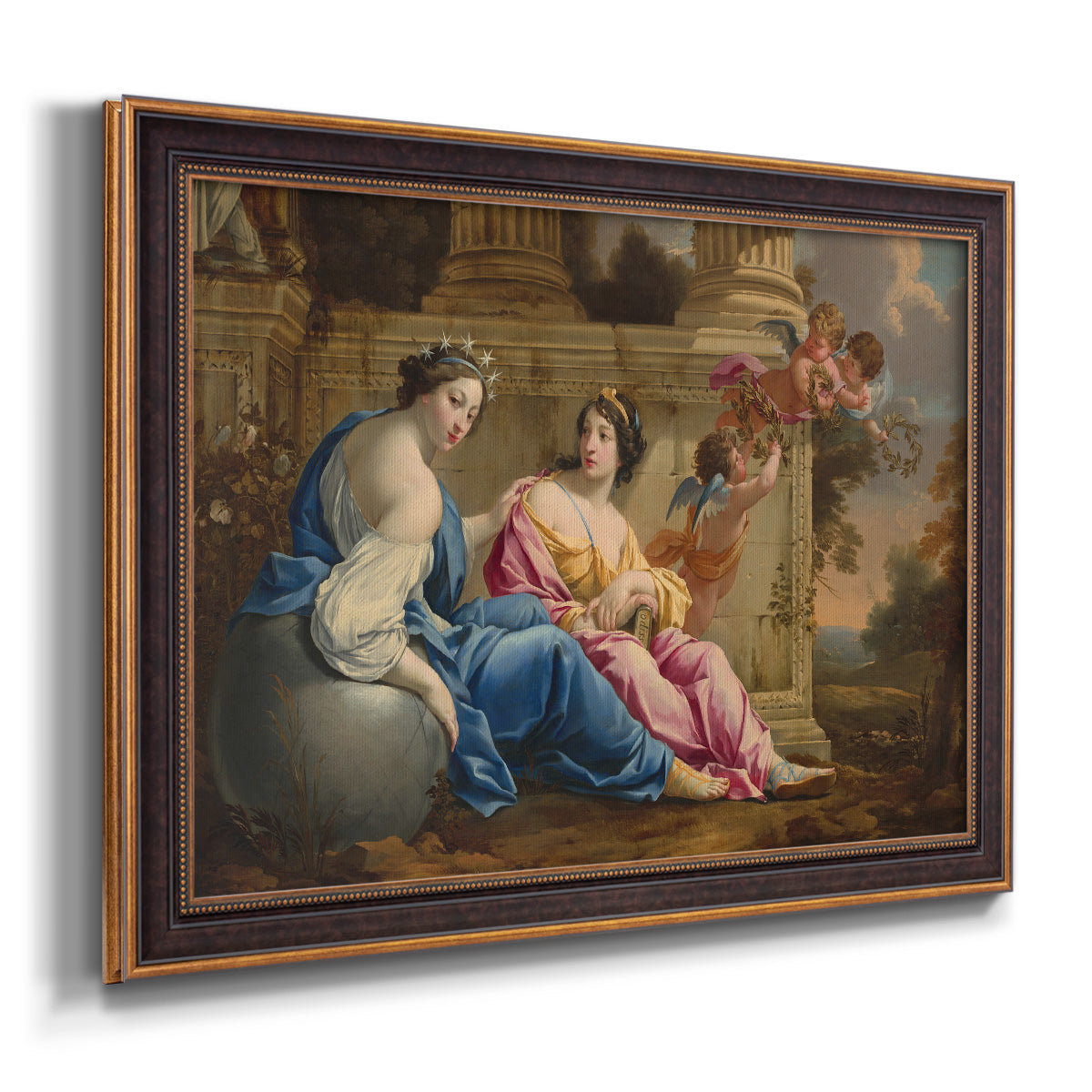 The Muses Urania and Calliope - Ornate Framed Canvas Print