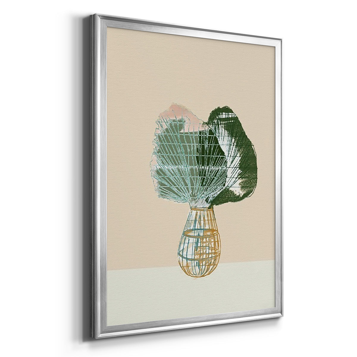 Woven Tropical Leaf II - Modern Framed Canvas Print