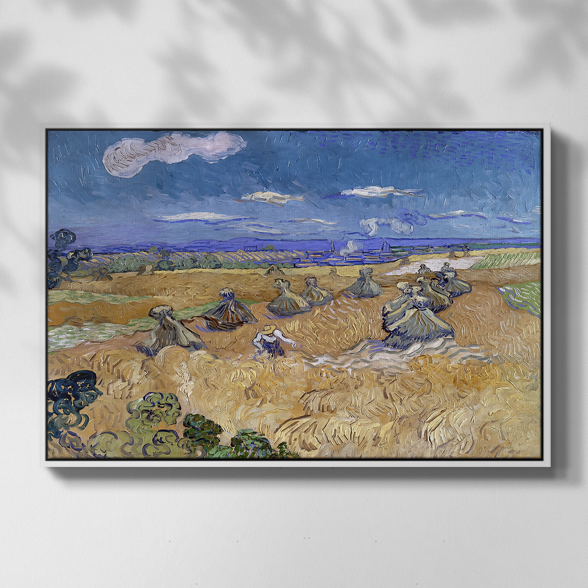 Wheat Field with Reaper, Auvers, 1888 - Floater Framed Canvas Print