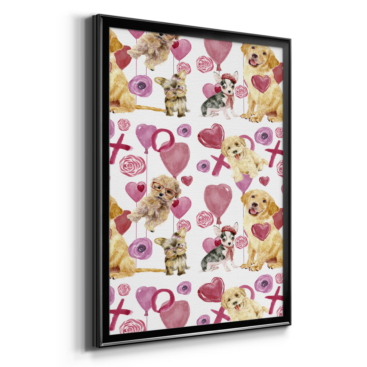 Puppy Valentine Collection E - Modern Framed Canvas Print