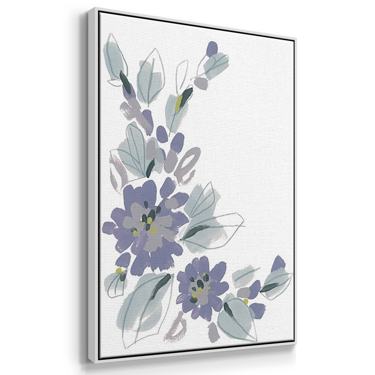 Periwinkle Patch I - Framed Premium Gallery Wrapped Canvas L Frame 3 Piece Set - Ready to Hang