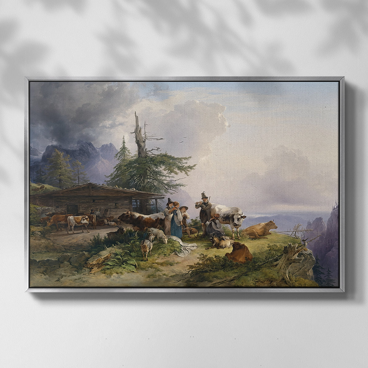 An Alpine Farm on the Untersberg, 1835 - Floater Framed Canvas Print